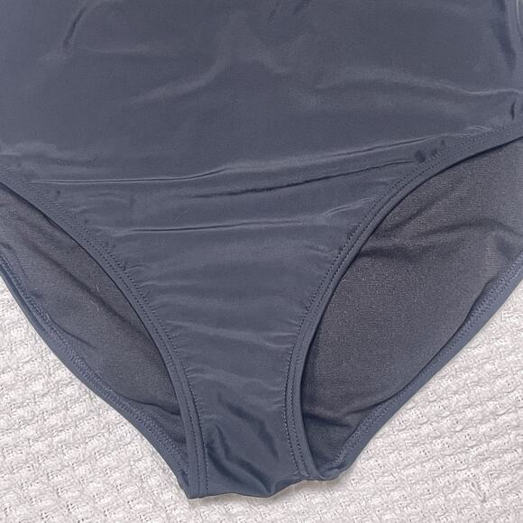 Ambrielle Size Large Black Plunge One Piece Swimsuit Tie Straps - Picture 4 of 6